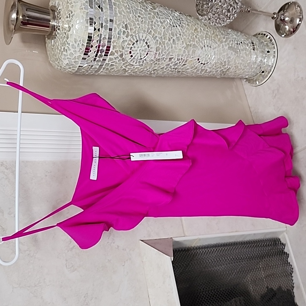 ‼️FINAL PRICE!!‼️  💗 SUSANA MONACO WRAP RUFFLE MAGENTA MINI DRESS 💗